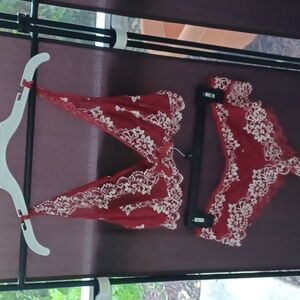 🏍Elegant Lace Bralette and Panty Set - Red